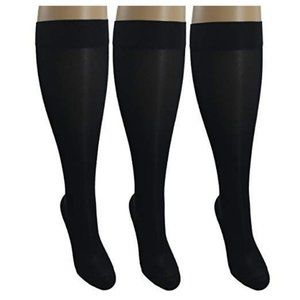 3 Pair Sheer Black Large/X-Large Ladies Compressio